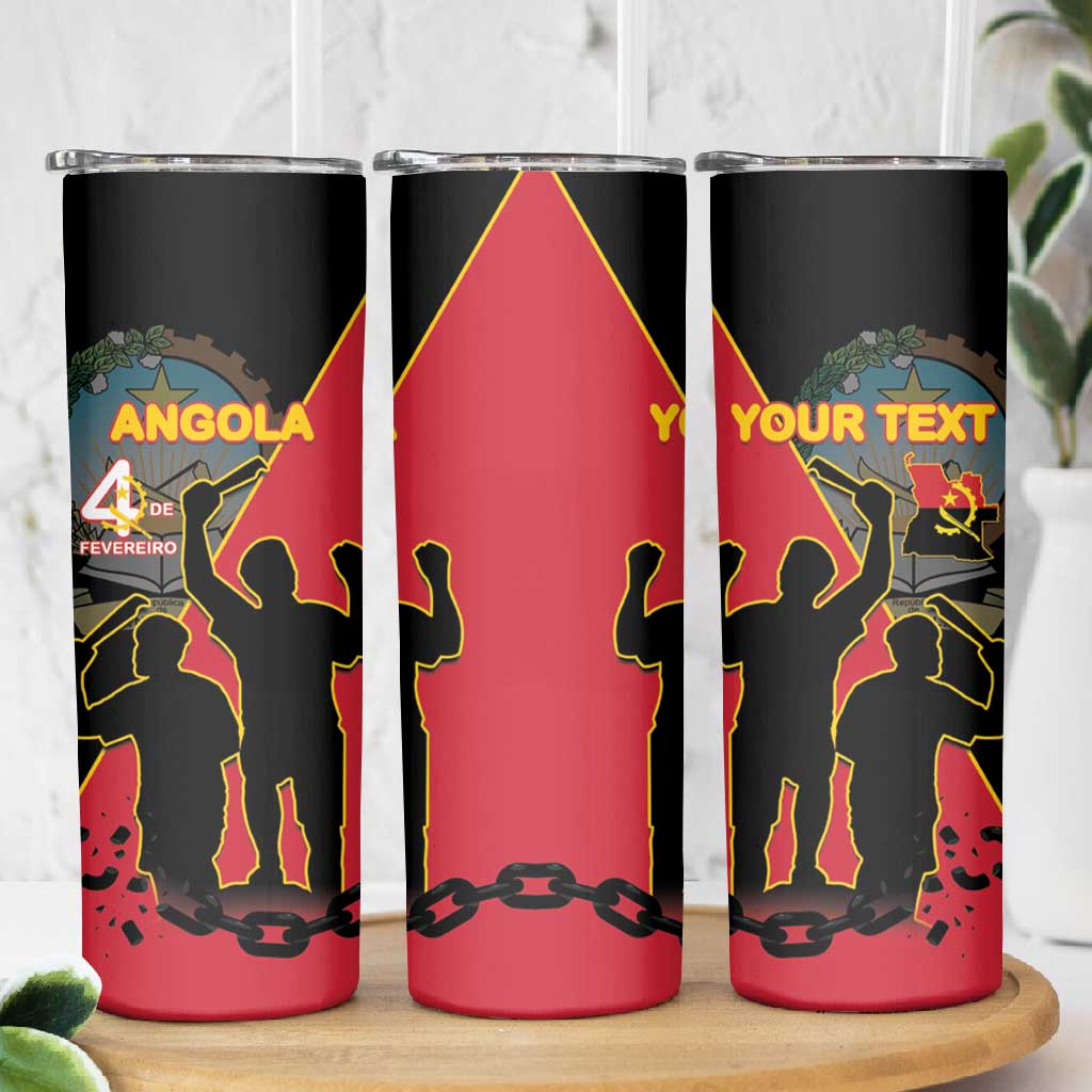 Personalized 4 De Fevereiro Angola Skinny Tumbler Coat Of Arms Style