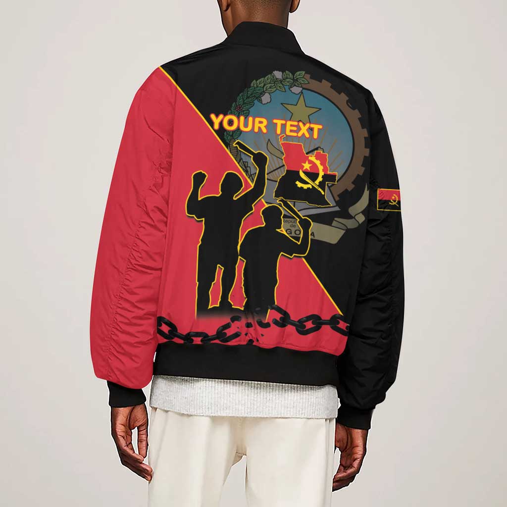 Personalized 4 De Fevereiro Angola Sleeve Zip Bomber Jacket Coat Of Arms Style
