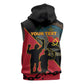 Personalized 4 De Fevereiro Angola Sleeveless Zip Hoodie Coat Of Arms Style - African Pride
