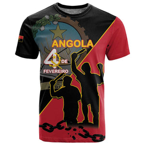 Personalized 4 De Fevereiro Angola T shirt Coat Of Arms Style