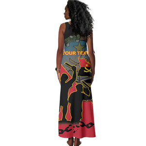 Personalized 4 De Fevereiro Angola Tank Maxi Dress Coat Of Arms Style