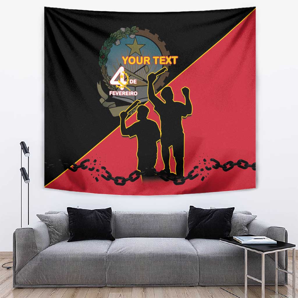 Personalized 4 De Fevereiro Angola Tapestry Coat Of Arms Style