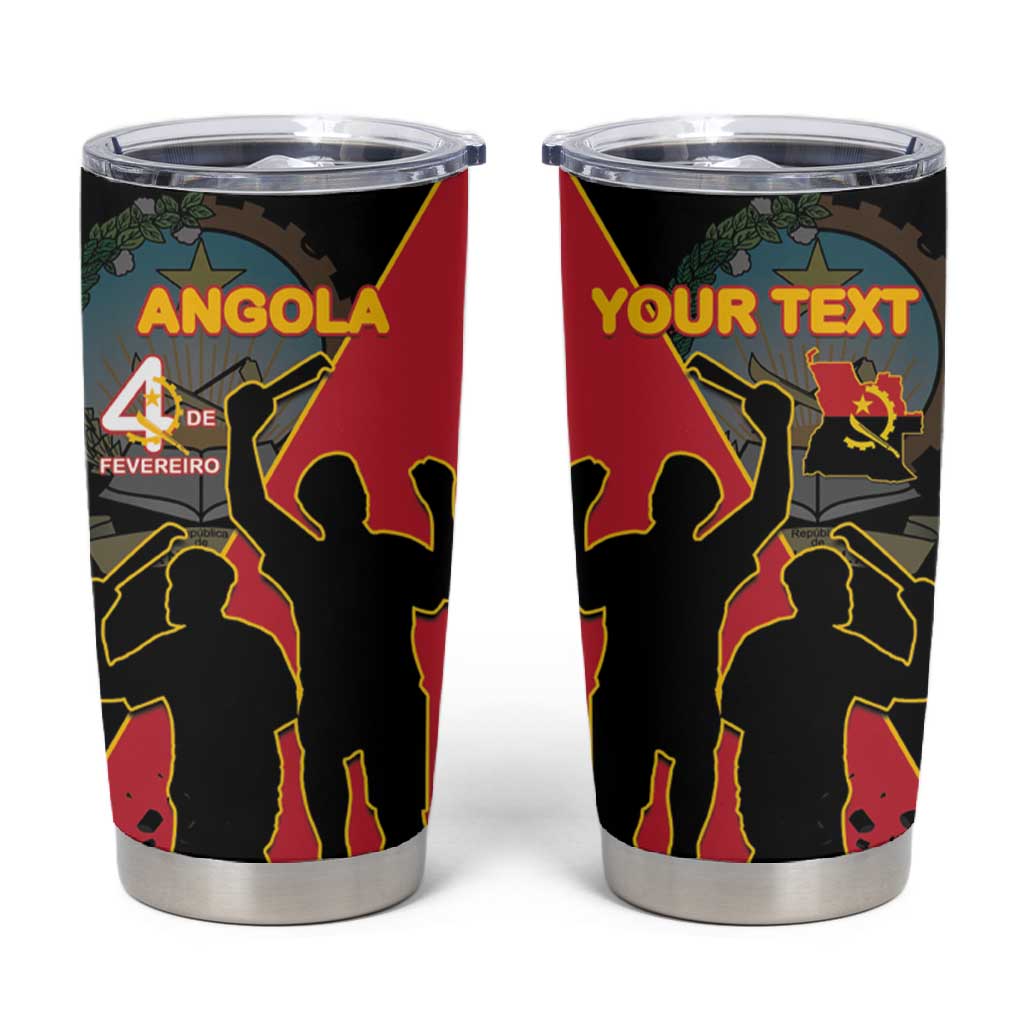 Personalized 4 De Fevereiro Angola Tumbler Cup Coat Of Arms Style