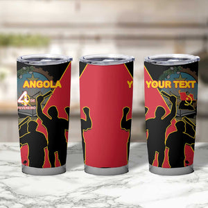 Personalized 4 De Fevereiro Angola Tumbler Cup Coat Of Arms Style