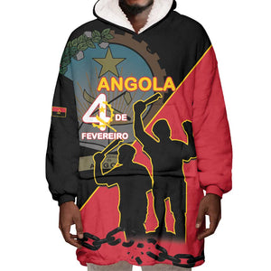 Personalized 4 De Fevereiro Angola Wearable Blanket Hoodie Coat Of Arms Style