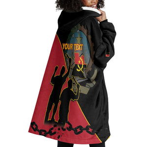 Personalized 4 De Fevereiro Angola Wearable Blanket Hoodie Coat Of Arms Style