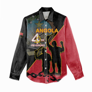 Personalized 4 De Fevereiro Angola Women Casual Shirt Coat Of Arms Style