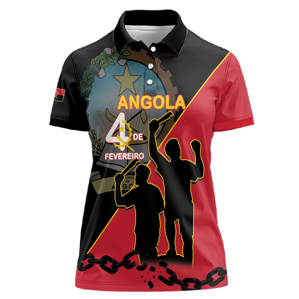 Personalized 4 De Fevereiro Angola Women Polo Shirt Coat Of Arms Style