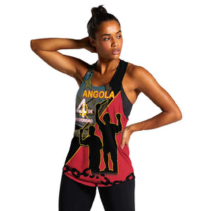 Personalized 4 De Fevereiro Angola Women Racerback Tank Coat Of Arms Style