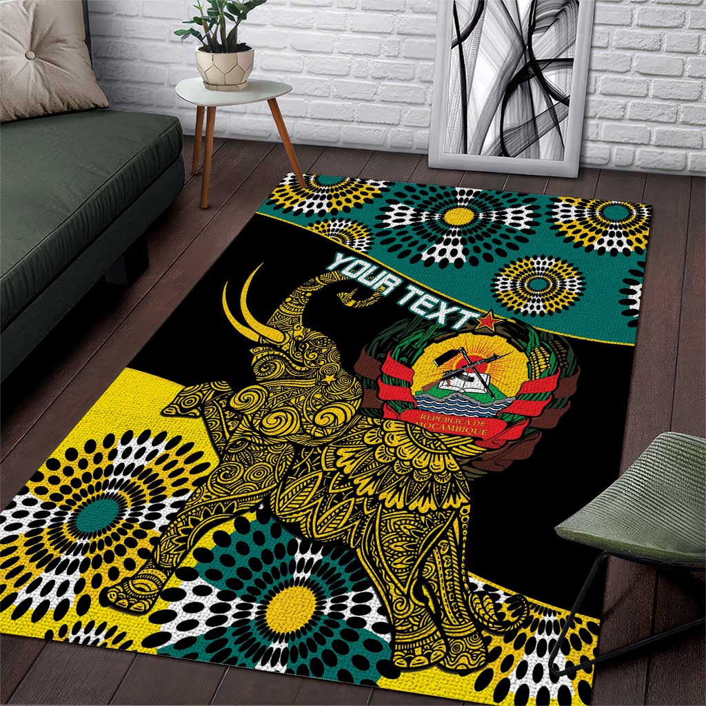 Personalized Mozambique Area Rug African Elephant With Capunala Pattern