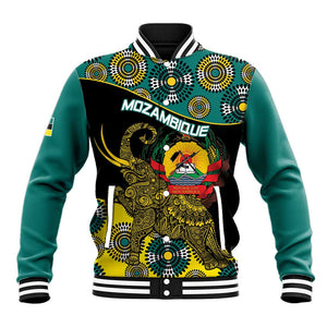 Personalized Mozambique Baseball Jacket African Elephant With Capunala Pattern