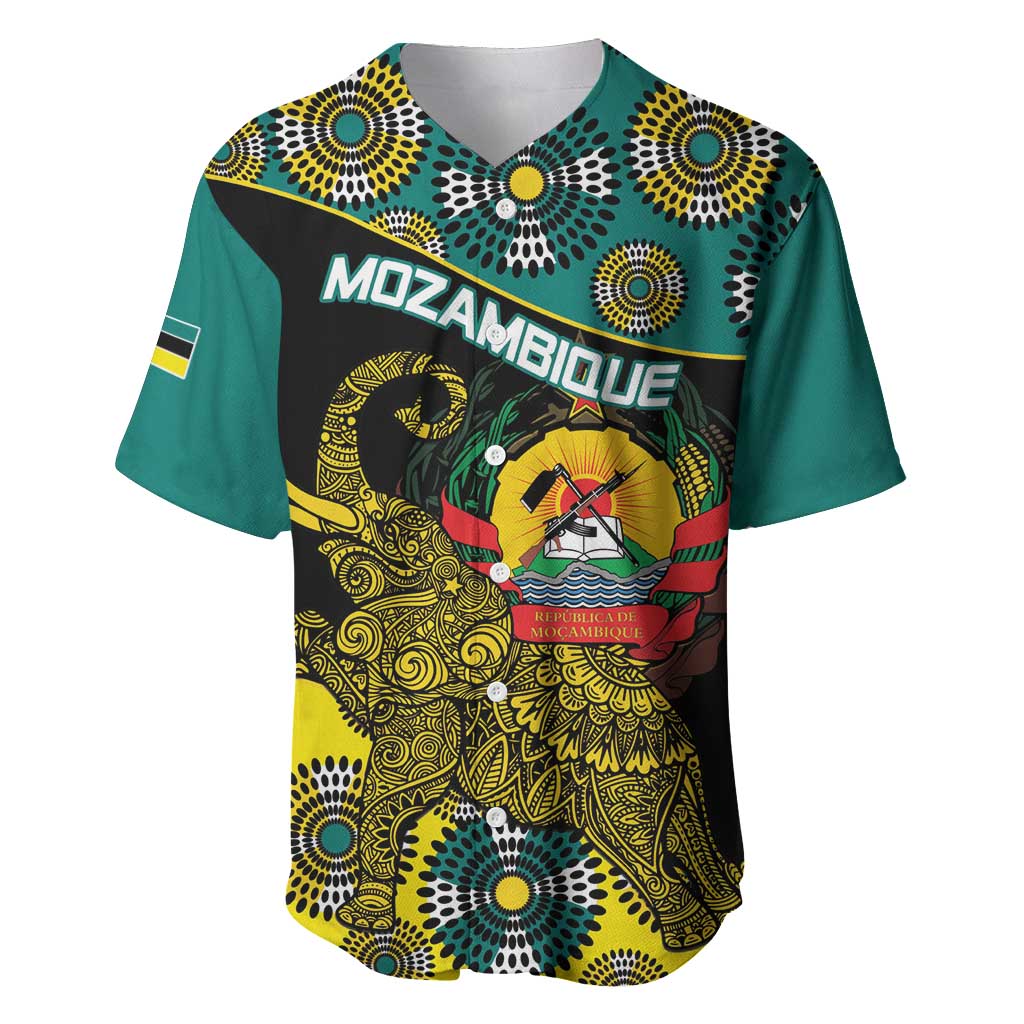 Personalized Mozambique Baseball Jersey African Elephant With Capunala Pattern