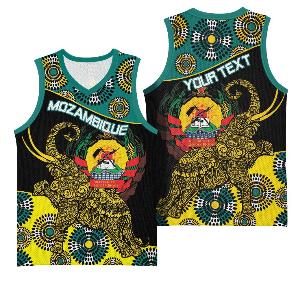 Personalized Mozambique Basketball Jersey African Elephant With Capunala Pattern LT15