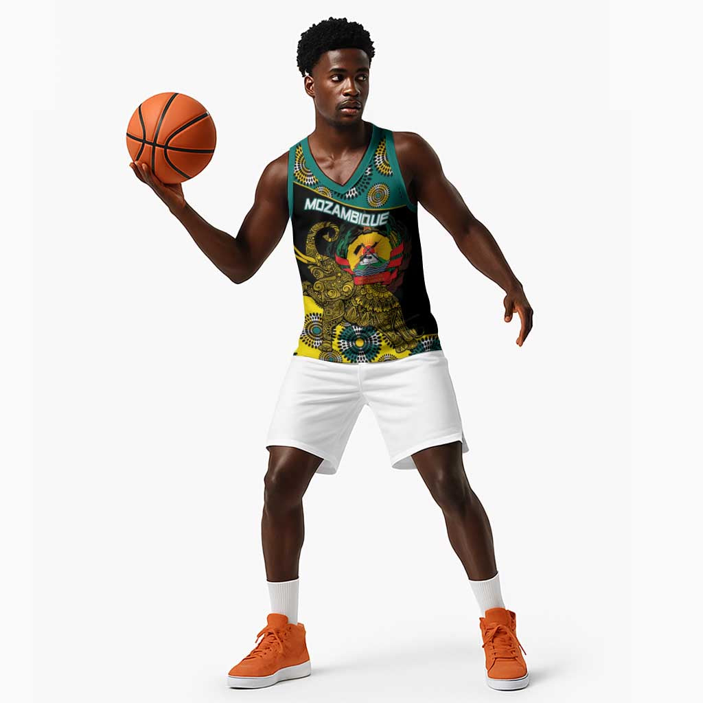 Personalized Mozambique Basketball Jersey African Elephant With Capunala Pattern LT15