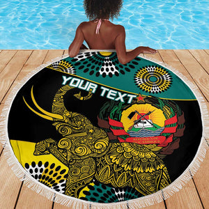 Personalized Mozambique Beach Blanket African Elephant With Capunala Pattern