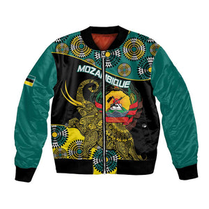 Personalized Mozambique Bomber Jacket African Elephant With Capunala Pattern