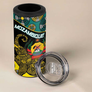 Personalized Mozambique 4 in 1 Can Cooler Tumbler African Elephant With Capunala Pattern