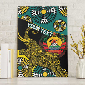 Personalized Mozambique Canvas Wall Art African Elephant With Capunala Pattern