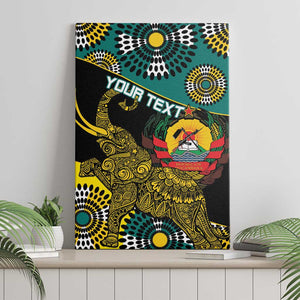 Personalized Mozambique Canvas Wall Art African Elephant With Capunala Pattern