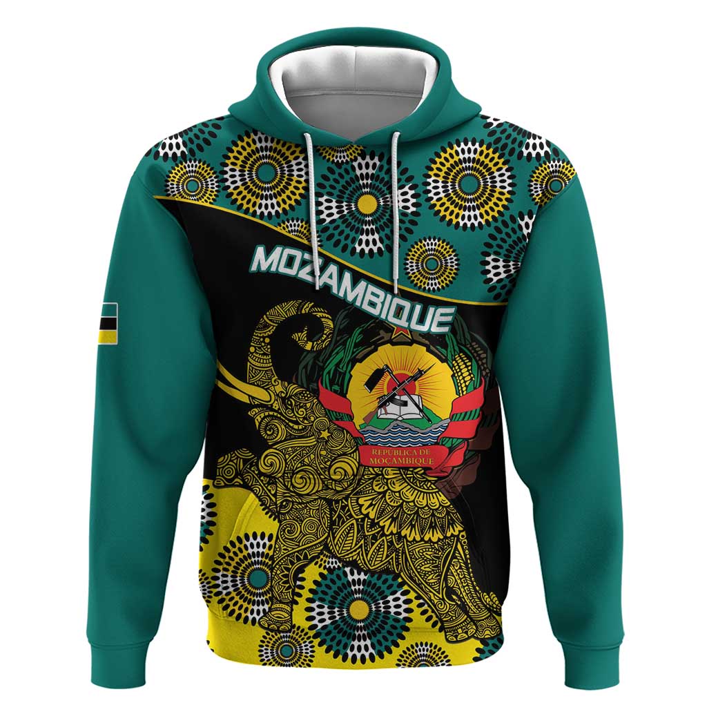 Personalized Mozambique Hoodie African Elephant With Capunala Pattern