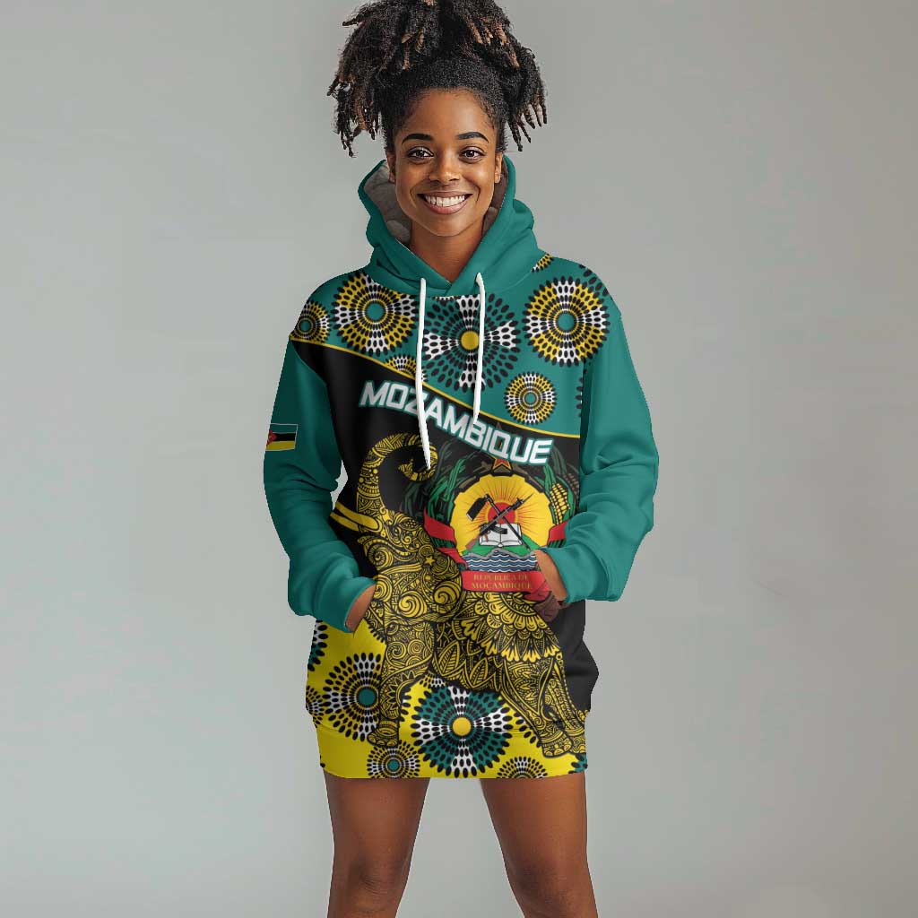 Personalized Mozambique Hoodie Dress African Elephant With Capunala Pattern