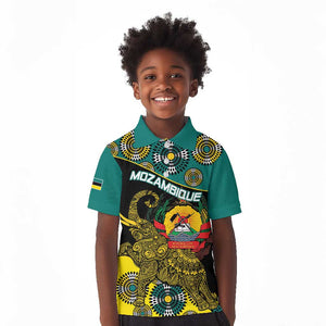 Personalized Mozambique Kid Polo Shirt African Elephant With Capunala Pattern