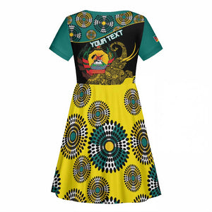 Personalized Mozambique Kid Short Sleeve Dress African Elephant With Capunala Pattern