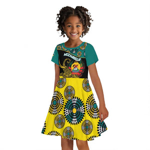 Personalized Mozambique Kid Short Sleeve Dress African Elephant With Capunala Pattern