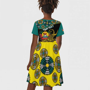 Personalized Mozambique Kid Short Sleeve Dress African Elephant With Capunala Pattern