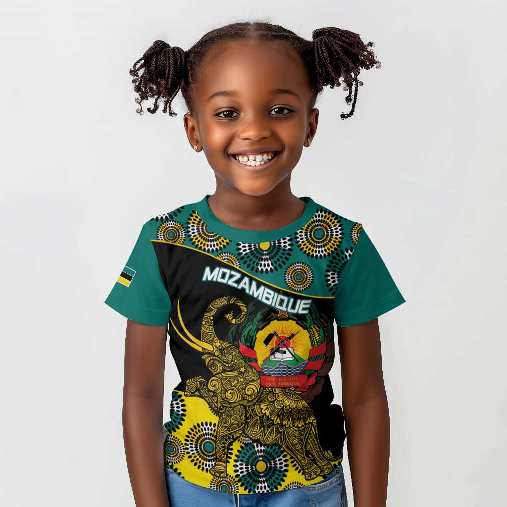 Personalized Mozambique Kid T shirt African Elephant With Capunala Pattern