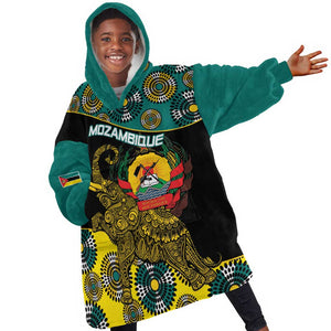 Personalized Mozambique Kid Wearable Blanket Hoodie African Elephant With Capunala Pattern