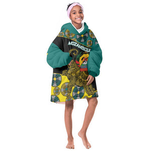 Personalized Mozambique Kid Wearable Blanket Hoodie African Elephant With Capunala Pattern