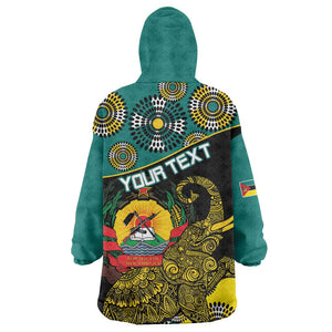 Personalized Mozambique Kid Wearable Blanket Hoodie African Elephant With Capunala Pattern