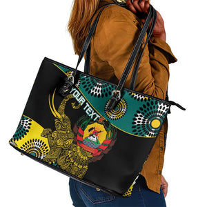 Personalized Mozambique Leather Tote Bag African Elephant With Capunala Pattern