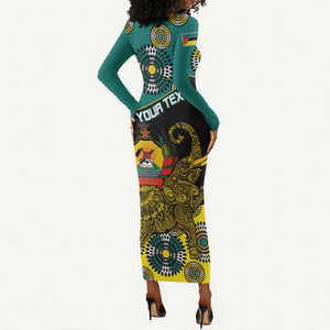 Personalized Mozambique Long Sleeve Bodycon Dress African Elephant With Capunala Pattern