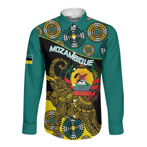 Personalized Mozambique Long Sleeve Button Shirt African Elephant With Capunala Pattern