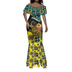 Personalized Mozambique Mermaid Dress African Elephant With Capunala Pattern