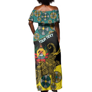 Personalized Mozambique Off Shoulder Maxi Dress African Elephant With Capunala Pattern