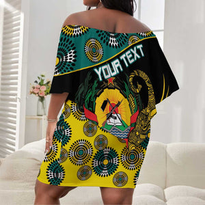 Personalized Mozambique Off Shoulder Short Dress African Elephant With Capunala Pattern