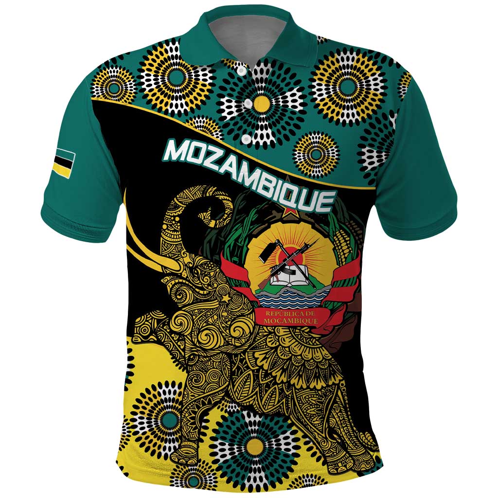 Personalized Mozambique Polo Shirt African Elephant With Capunala Pattern