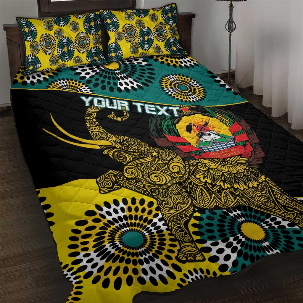 Personalized Mozambique Quilt Bed Set African Elephant With Capunala Pattern