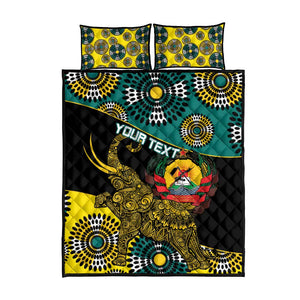 Personalized Mozambique Quilt Bed Set African Elephant With Capunala Pattern