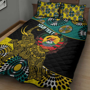 Personalized Mozambique Quilt Bed Set African Elephant With Capunala Pattern