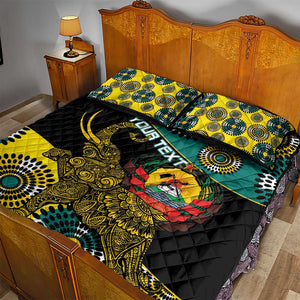 Personalized Mozambique Quilt Bed Set African Elephant With Capunala Pattern