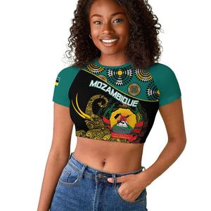 Personalized Mozambique Raglan Cropped T shirt African Elephant With Capunala Pattern