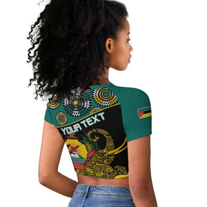 Personalized Mozambique Raglan Cropped T shirt African Elephant With Capunala Pattern