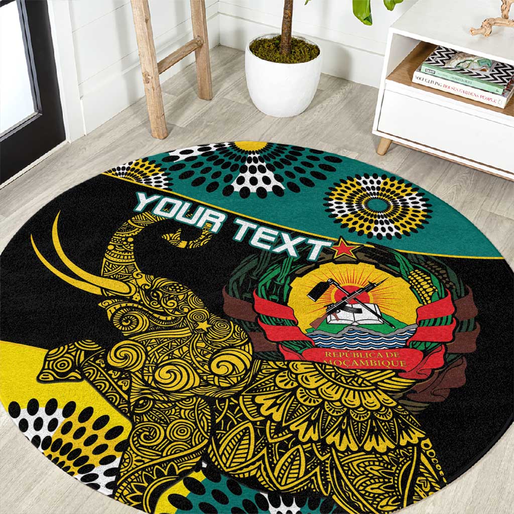 Personalized Mozambique Round Carpet African Elephant With Capunala Pattern