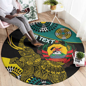 Personalized Mozambique Round Carpet African Elephant With Capunala Pattern