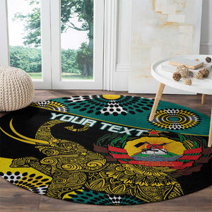 Personalized Mozambique Round Carpet African Elephant With Capunala Pattern