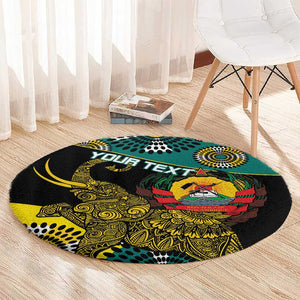 Personalized Mozambique Round Carpet African Elephant With Capunala Pattern